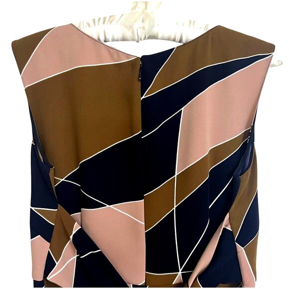 Ann Taylor Modern Geo Tie Waist A-Line Dress Color Block Size 8P Career Office - Picture 8 of 13